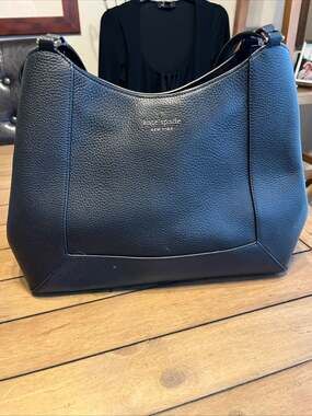 Kate Spade Lena Triple Compartment Black Pebbled Leather Shoulder Bag